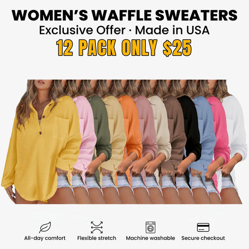 Women's Oversized Waffle Knit Henley Top