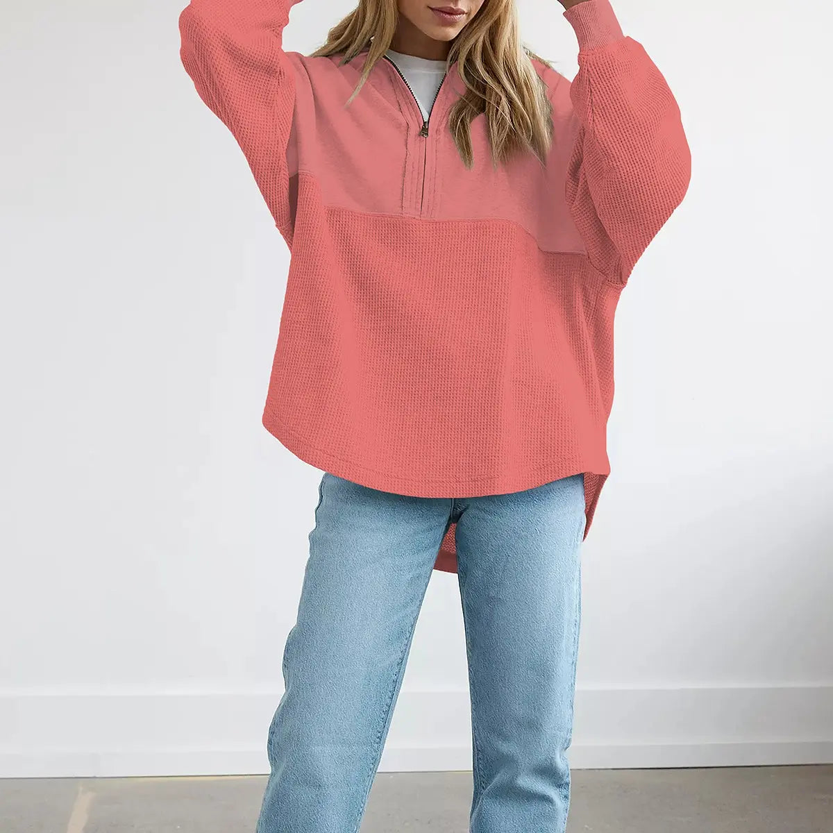 Women's Waffle Knit Half-Zip Pullover