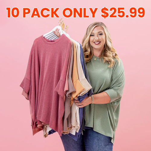 Raised Rib Easy-Fit Dolman 3/4 Sleeve Top