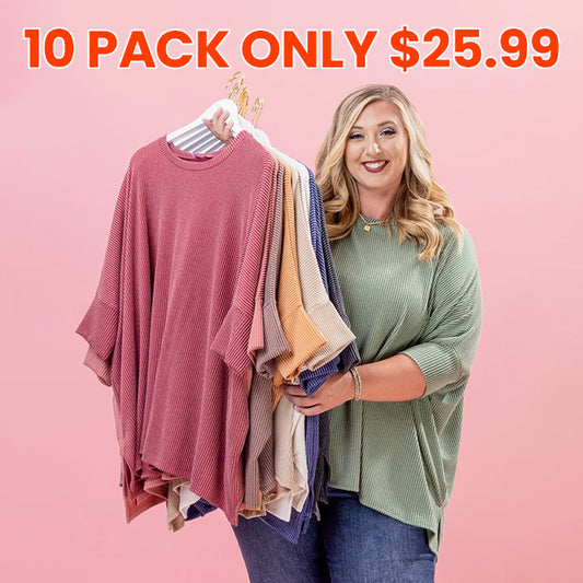 Raised Rib Easy-Fit Dolman 3/4 Sleeve Top