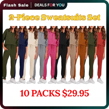 Women's 2 set Sweatsuits Long Sleeve Half Zip Pullover Sweatshirt