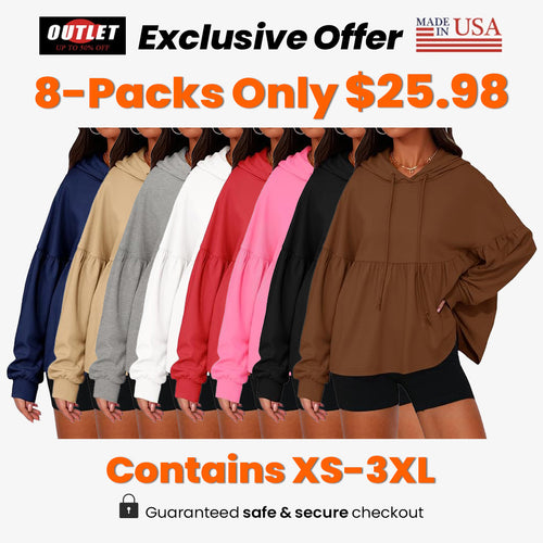 Womens Oversized Hoodies Sweatshirts Casual Lantern Long Sleeve Drawstring Peplum Hem Loose Hooded Pullover Tops