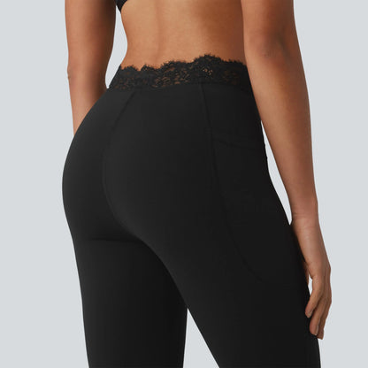 Women’s Lace Waist Flare Pants – Soft Stretch, Flattering Fit & All-Day Comfort