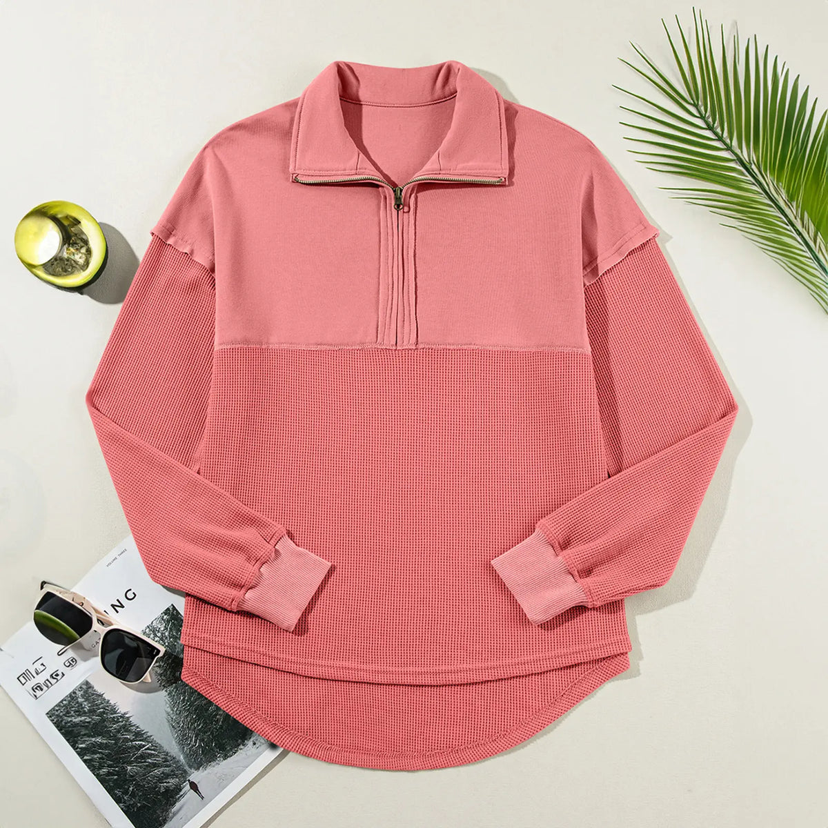Women's Waffle Knit Half-Zip Pullover