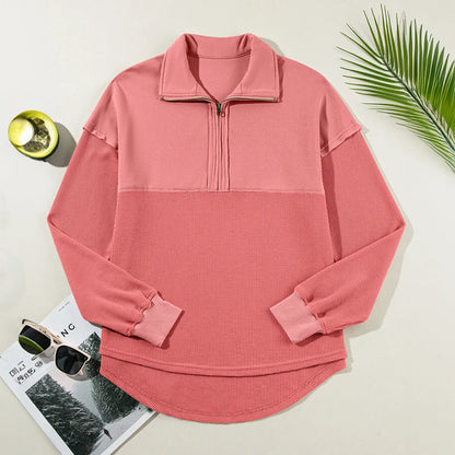 Women's Waffle Knit Half-Zip Pullover