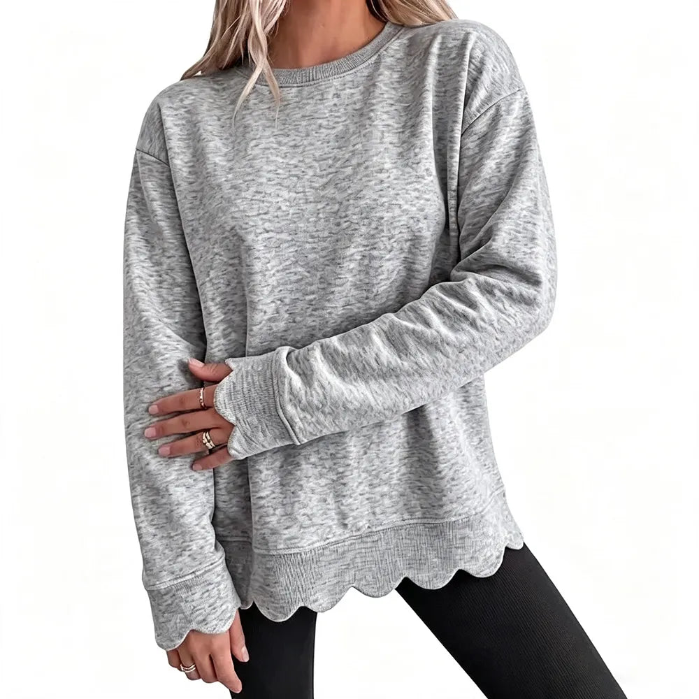 Women's Heather Crew Neck Oversized Tunic Sweatshirt