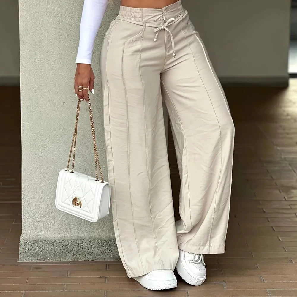 Women's Wide Leg Vertical Line Pleated Pants