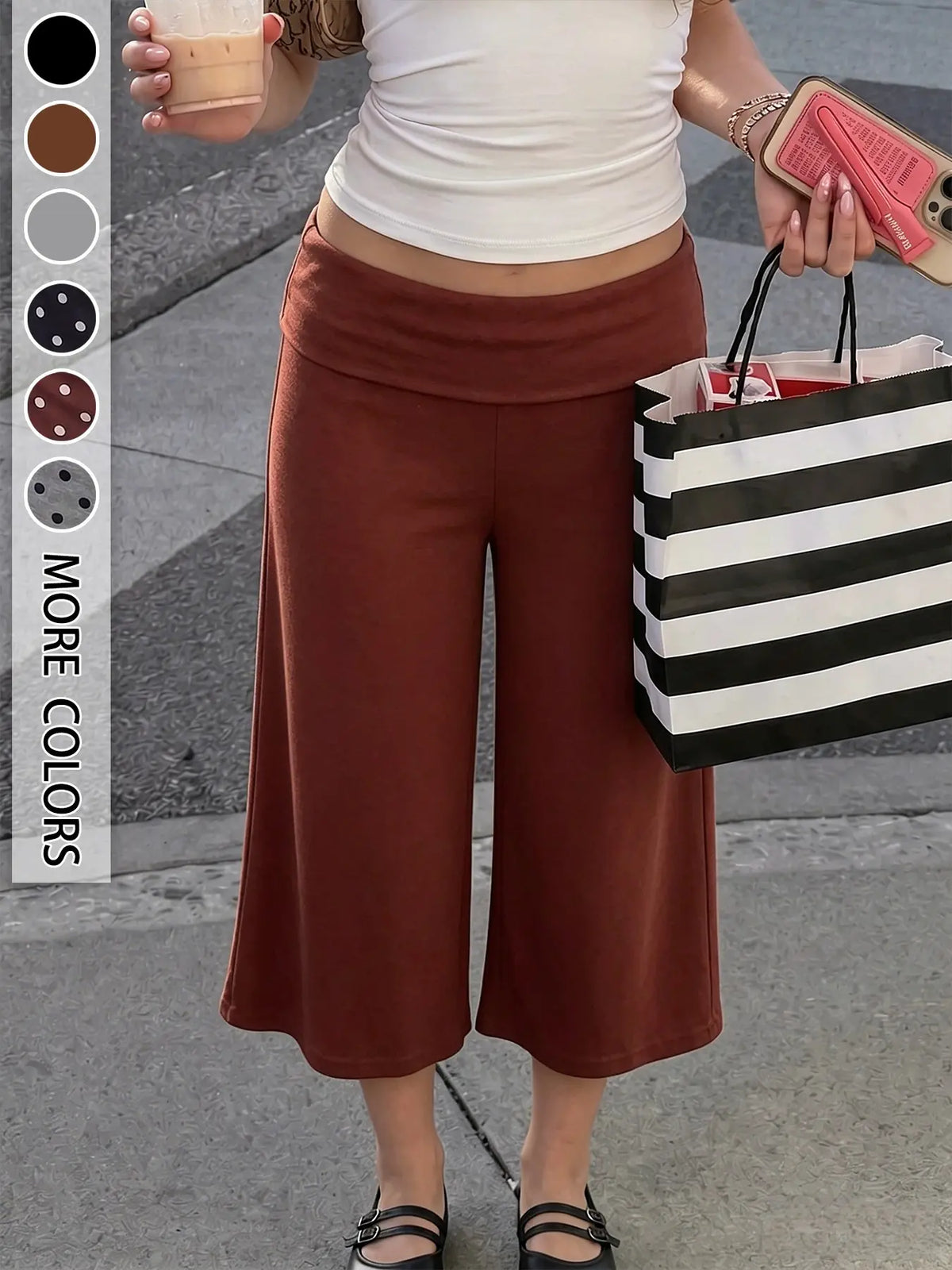 🔥Women's Mid Waist Turn-Up Capri Leggings