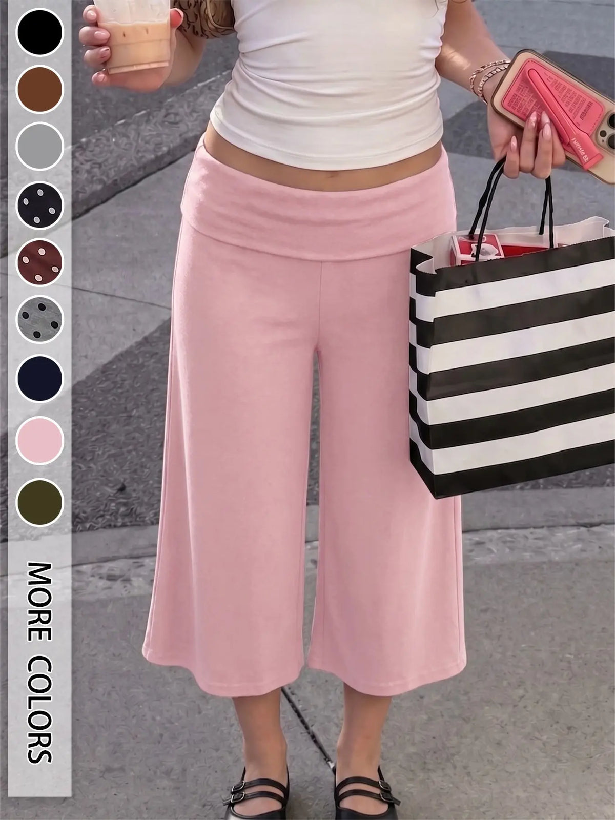 🔥Women's Mid Waist Turn-Up Capri Leggings