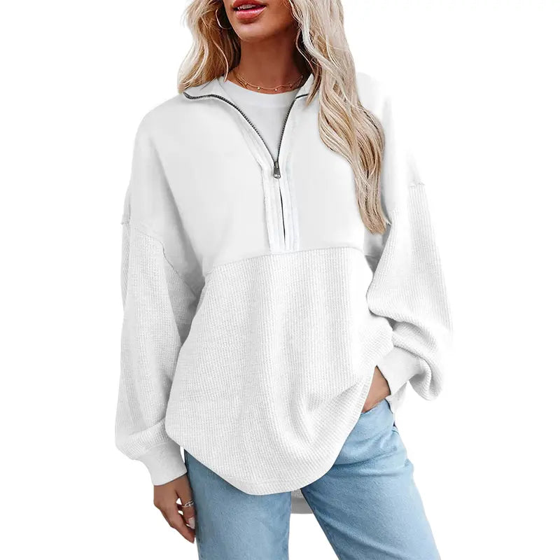 Women's Waffle Knit Half-Zip Pullover