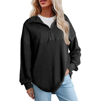 Women's Waffle Knit Half-Zip Pullover