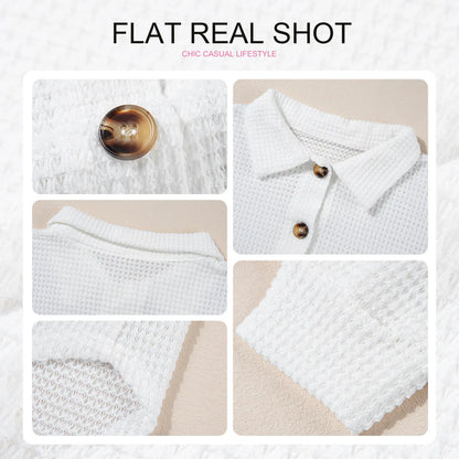 Women's Oversized Waffle Knit Henley Top