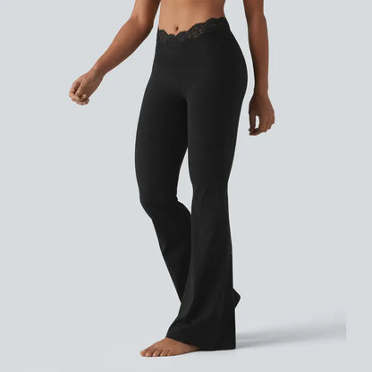 Women’s Lace Waist Flare Pants – Soft Stretch, Flattering Fit & All-Day Comfort