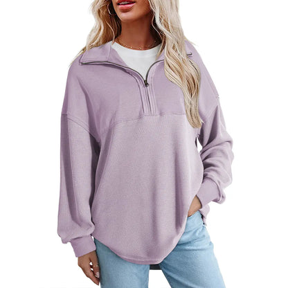 Women's Waffle Knit Half-Zip Pullover