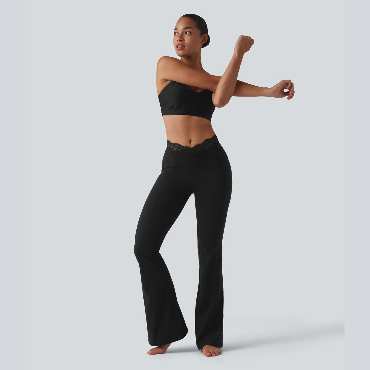 Women’s Lace Waist Flare Pants – Soft Stretch, Flattering Fit & All-Day Comfort