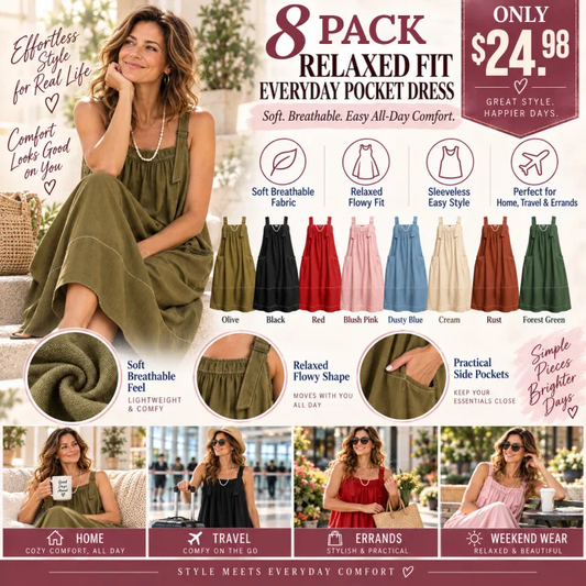 【End of Summer Sale】Women's Barrel Midi Dress Sleeveless Strappy Maxi Dress with Big Pockets
