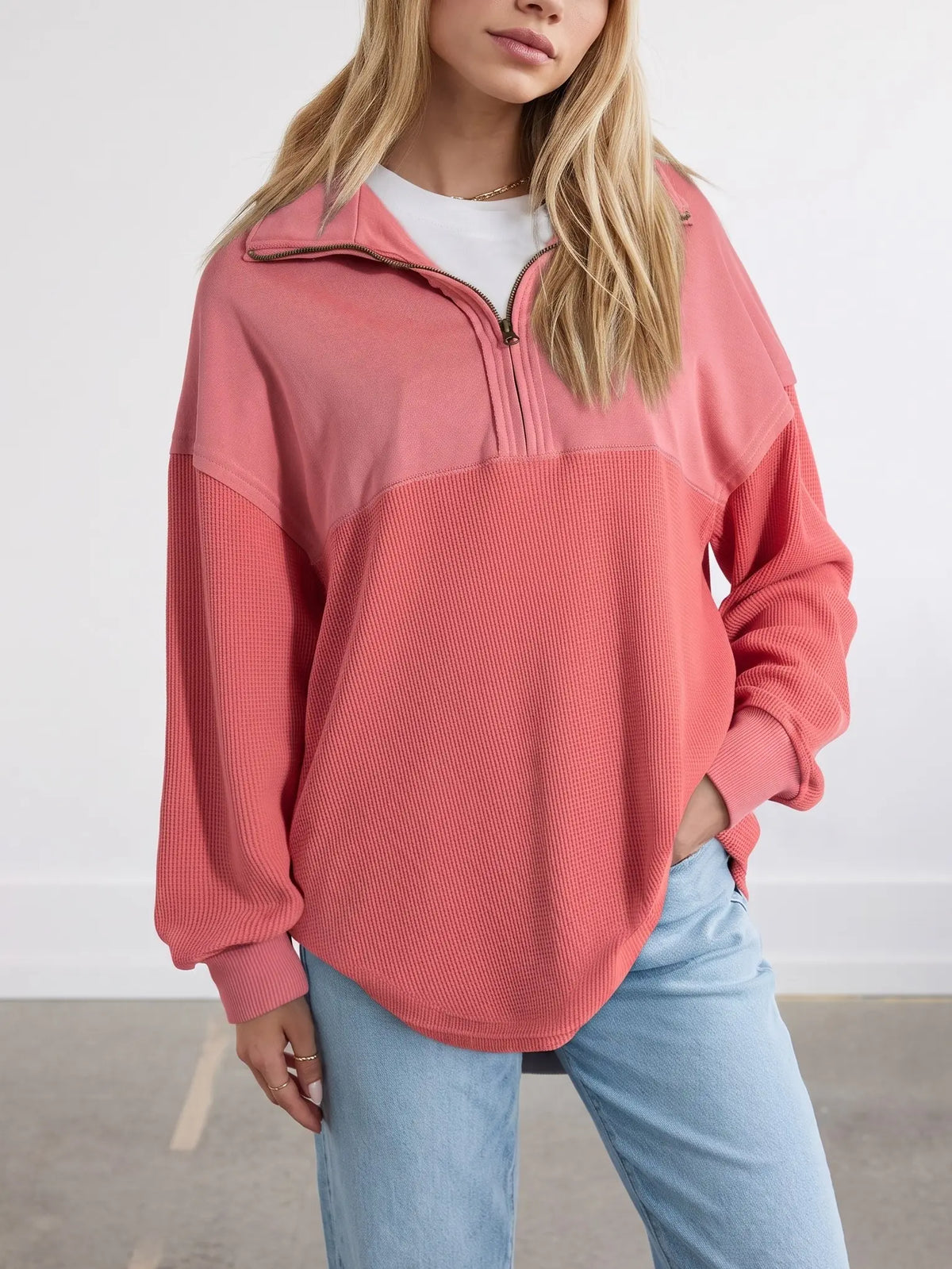 Women's Waffle Knit Half-Zip Pullover