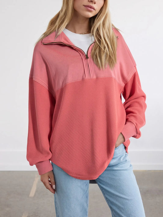 Women's Waffle Knit Half-Zip Pullover