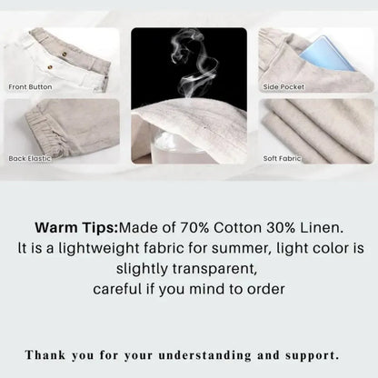 Womens Cotton Linen Pants Casual Wide Leg Trousers