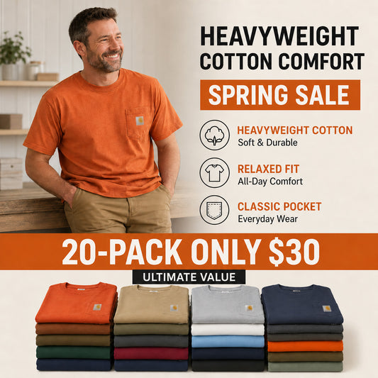 🔥Men's Heavyweight Cotton Pocket T-Shirt – Relaxed Fit Everyday Casual Tee